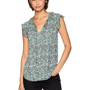 Lucky Brand Green Floral Print Blouse